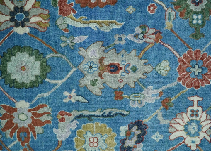 8x10 Hand Knotted Blue and Silver Traditional Persian Oushak Wool Rug | TRDCP980810 - The Rug Decor