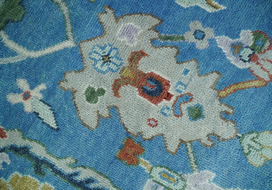 8x10 Hand Knotted Blue and Silver Traditional Persian Oushak Wool Rug | TRDCP980810 - The Rug Decor