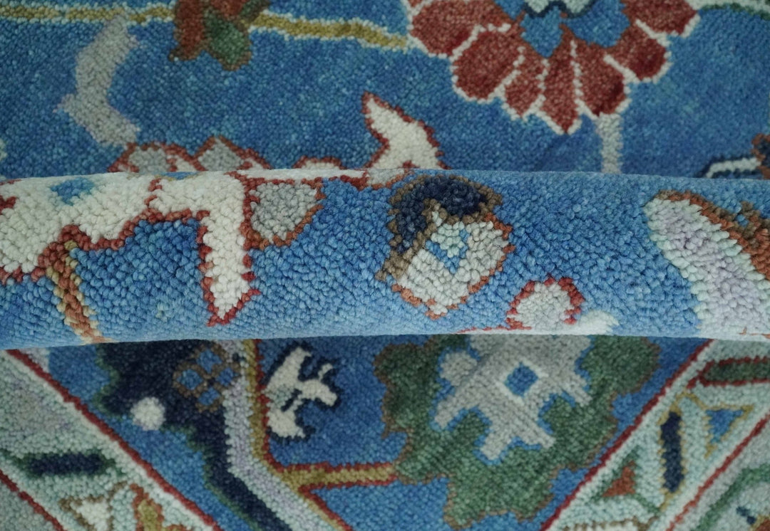 8x10 Hand Knotted Blue and Silver Traditional Persian Oushak Wool Rug | TRDCP980810 - The Rug Decor