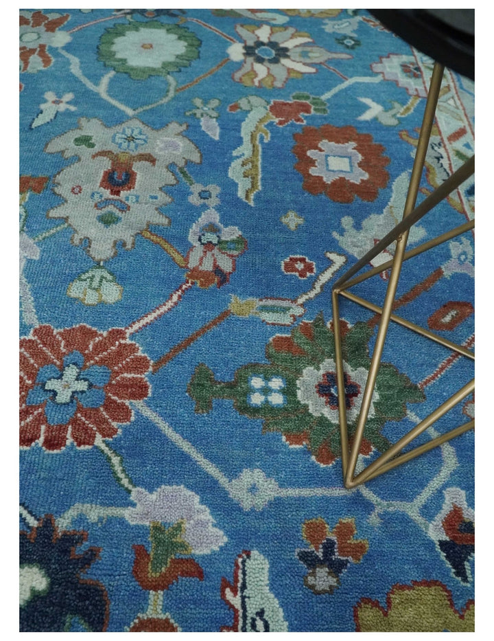 8x10 Hand Knotted Blue and Silver Traditional Persian Oushak Wool Rug | TRDCP980810 - The Rug Decor