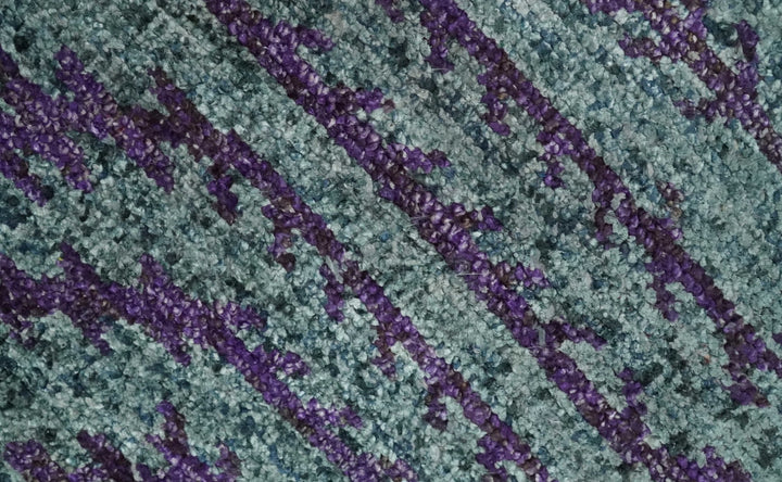 8x10 Hand Knotted Blue, Gray and Purple Modern Contemporary Southwestern Tribal Trellis Recycled Silk Area Rug | OP32 - The Rug Decor
