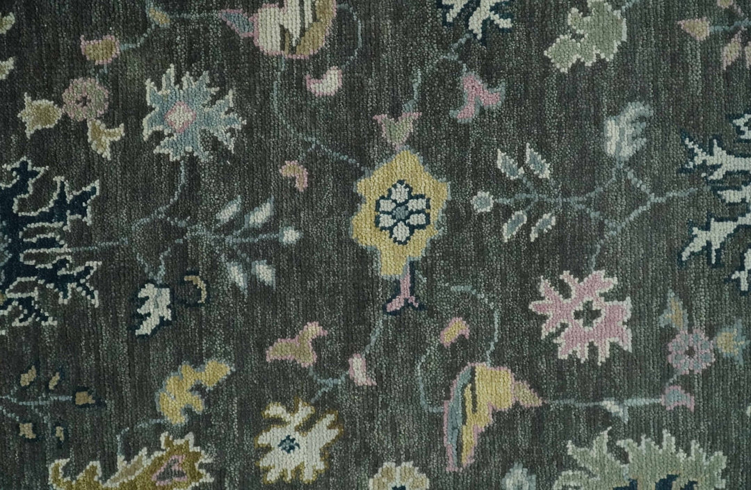 8x10 Hand Knotted Charcoal and Ivory Traditional Vintage Antique Persian Wool Rug | TRDCP891810 - The Rug Decor