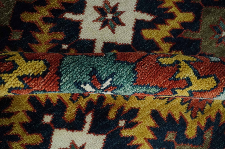 8x10 Hand Knotted Geometrical Rust, Black and Gold Floral Area Rug | TRDCP1368810 - The Rug Decor