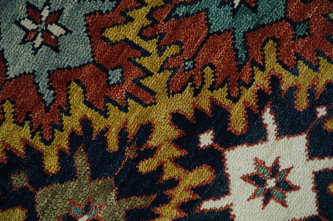 8x10 Hand Knotted Geometrical Rust, Black and Gold Floral Area Rug | TRDCP1368810 - The Rug Decor