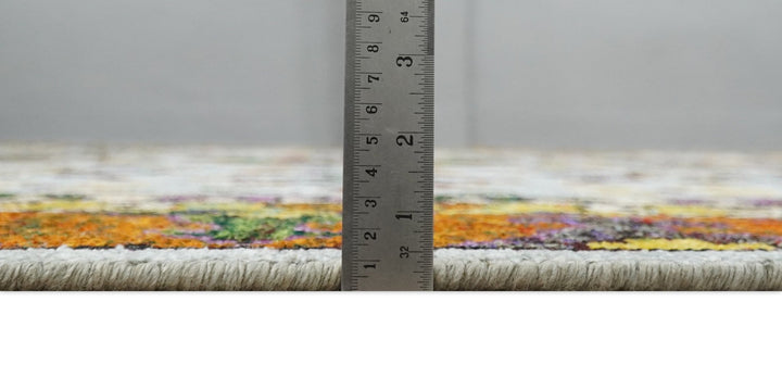 8x10 Hand Knotted Gold, Rust and Blue Persian Oushak made of Recycled Silk Area Rug | OP7 - The Rug Decor