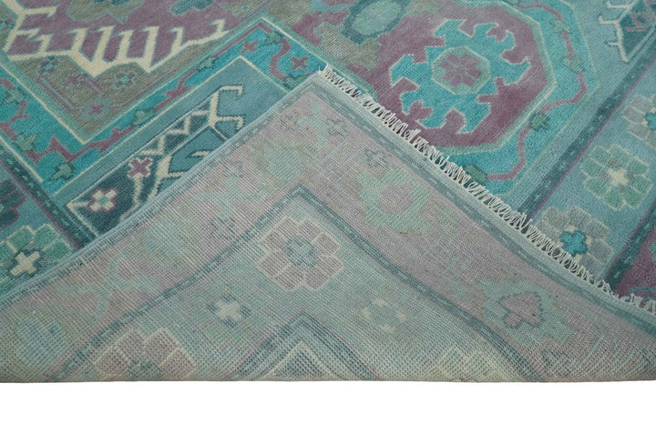 8x10 Hand Knotted Heriz Serapi Aqua, Pink and Ivory Floral Area Rug | TRDCP1369810 - The Rug Decor
