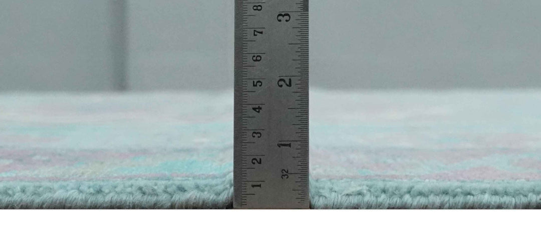 8x10 Hand Knotted Heriz Serapi Aqua, Pink and Ivory Floral Area Rug | TRDCP1369810 - The Rug Decor