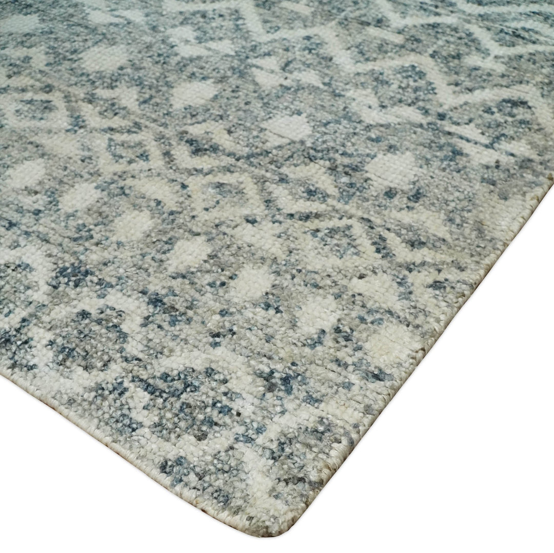 8x10 Hand Knotted Ivory and Gray Modern Contemporary Southwestern Tribal Trellis Recycled Silk Area Rug | OP47 - The Rug Decor