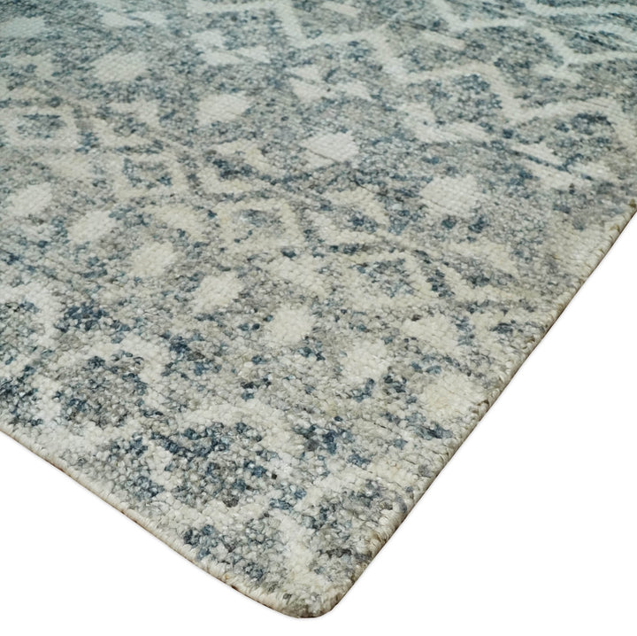 8x10 Hand Knotted Ivory and Gray Modern Contemporary Southwestern Tribal Trellis Recycled Silk Area Rug | OP47 - The Rug Decor