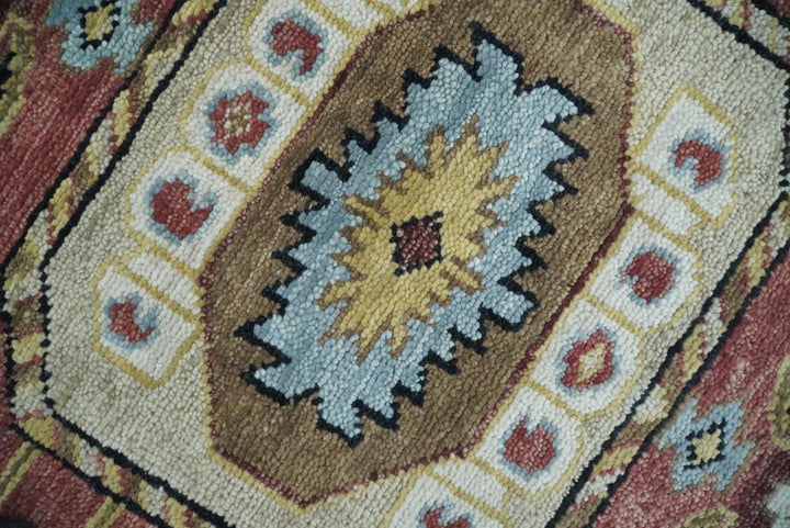 8x10 Hand Knotted Ivory, Black and Rust Traditional Heriz Serapi Antique Wool Rug | TRDCP753810 - The Rug Decor