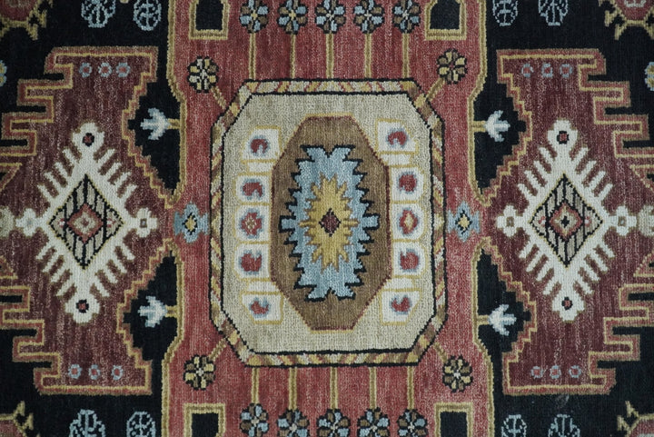 8x10 Hand Knotted Ivory, Black and Rust Traditional Heriz Serapi Antique Wool Rug | TRDCP753810 - The Rug Decor