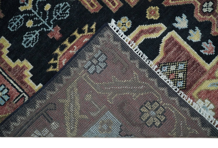 8x10 Hand Knotted Ivory, Black and Rust Traditional Heriz Serapi Antique Wool Rug | TRDCP753810 - The Rug Decor