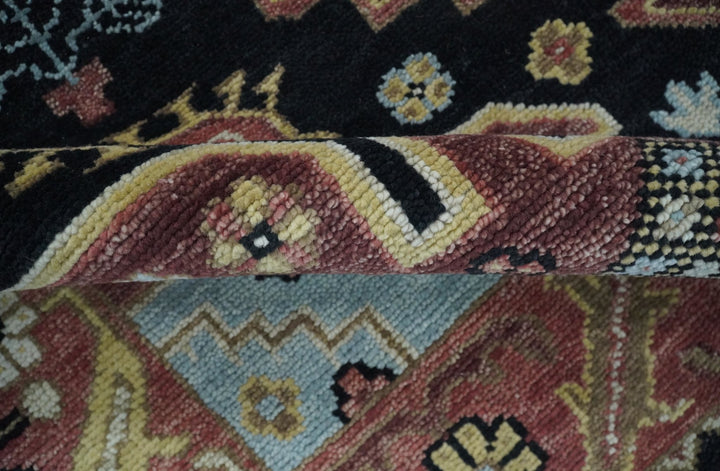 8x10 Hand Knotted Ivory, Black and Rust Traditional Heriz Serapi Antique Wool Rug | TRDCP753810 - The Rug Decor