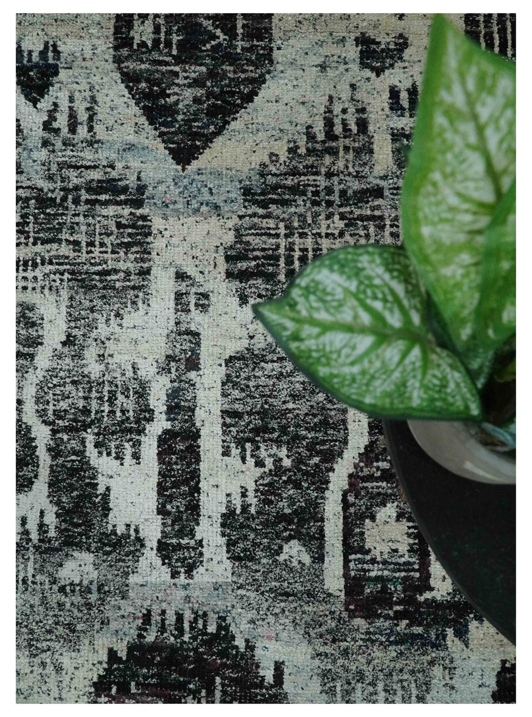 8x10 Hand Knotted Ivory, Charcoal and Brown Antique Persian Style Contemporary Recycled Silk Area Rug | OP46 - The Rug Decor