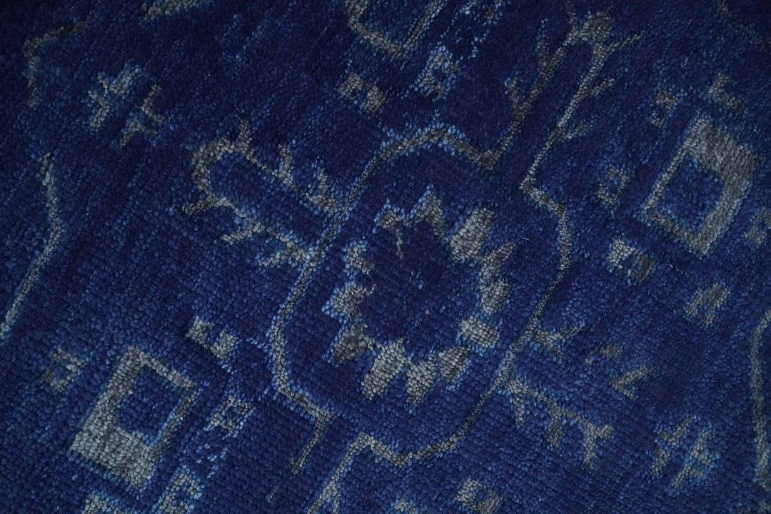 8x10 Hand Knotted Oriental Oushak Blue and Silver Wool Area Rug | TRDCP1507810S - The Rug Decor