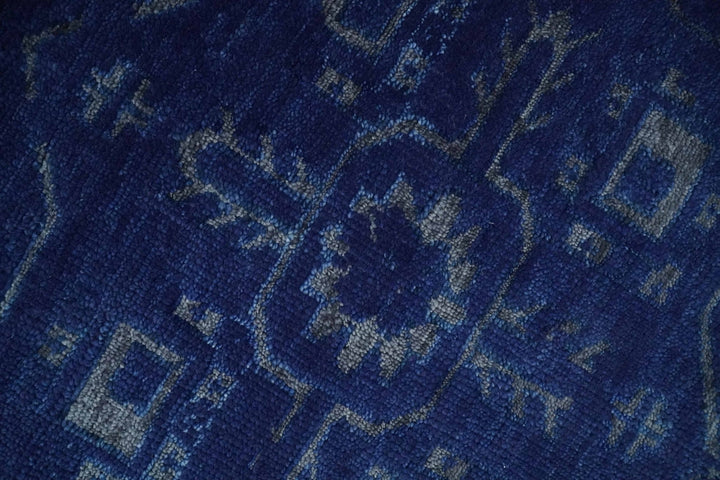 8x10 Hand Knotted Oriental Oushak Blue and Silver Wool Area Rug | TRDCP1507810S - The Rug Decor