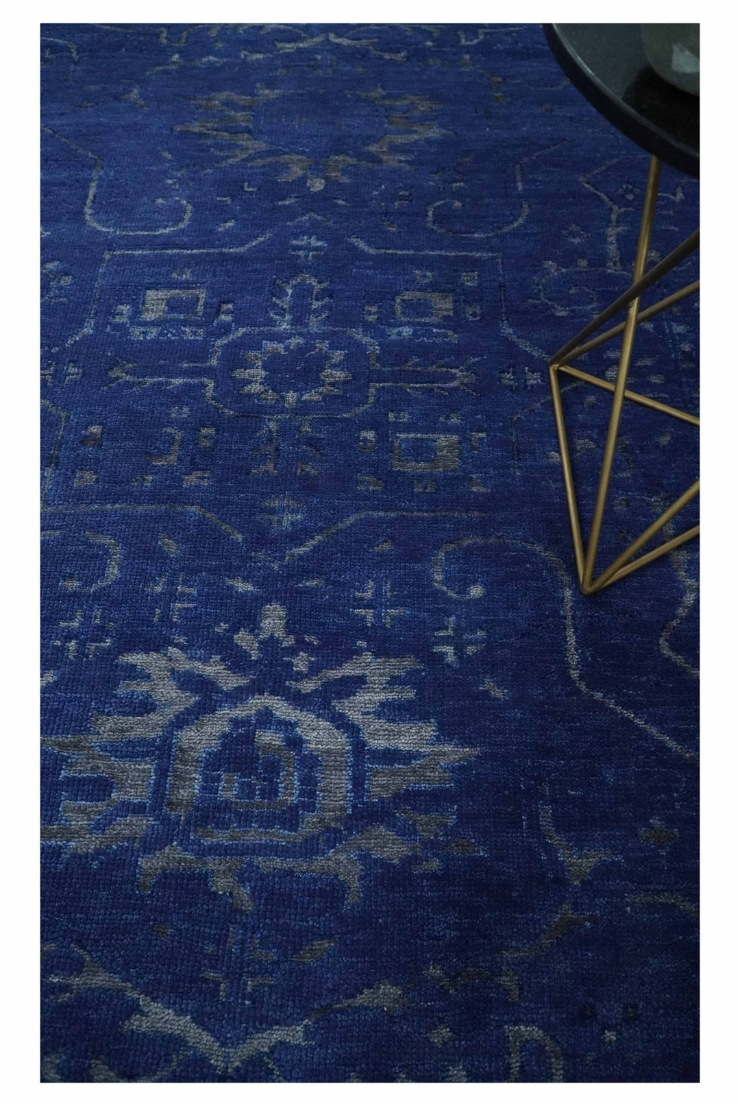 8x10 Hand Knotted Oriental Oushak Blue and Silver Wool Area Rug | TRDCP1507810S - The Rug Decor