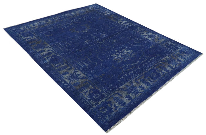 8x10 Hand Knotted Oriental Oushak Blue and Silver Wool Area Rug | TRDCP1507810S - The Rug Decor