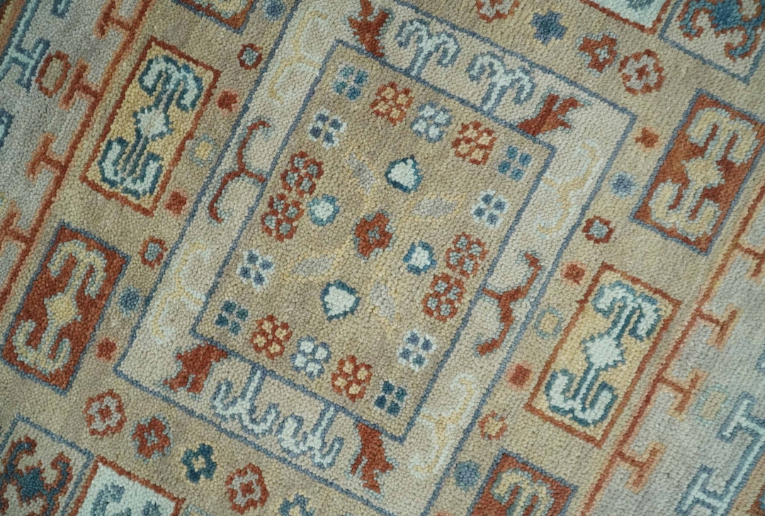 8x10 Hand Knotted Peach, Gray and Camel Traditional Persian Oushak Area Rug | TRDCP836810 - The Rug Decor
