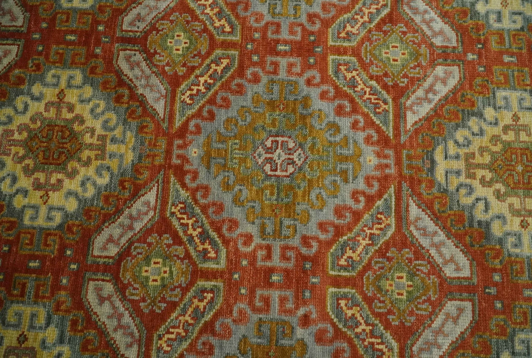 8x10 Hand Knotted Red, Beige and Gray Oriental Traditional Wool Area Rug - The Rug Decor