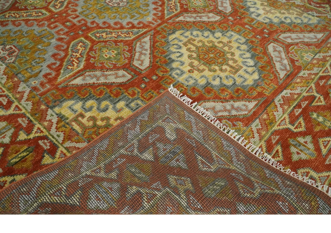 8x10 Hand Knotted Red, Beige and Gray Oriental Traditional Wool Area Rug - The Rug Decor