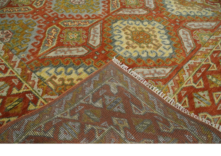 8x10 Hand Knotted Red, Beige and Gray Oriental Traditional Wool Area Rug - The Rug Decor