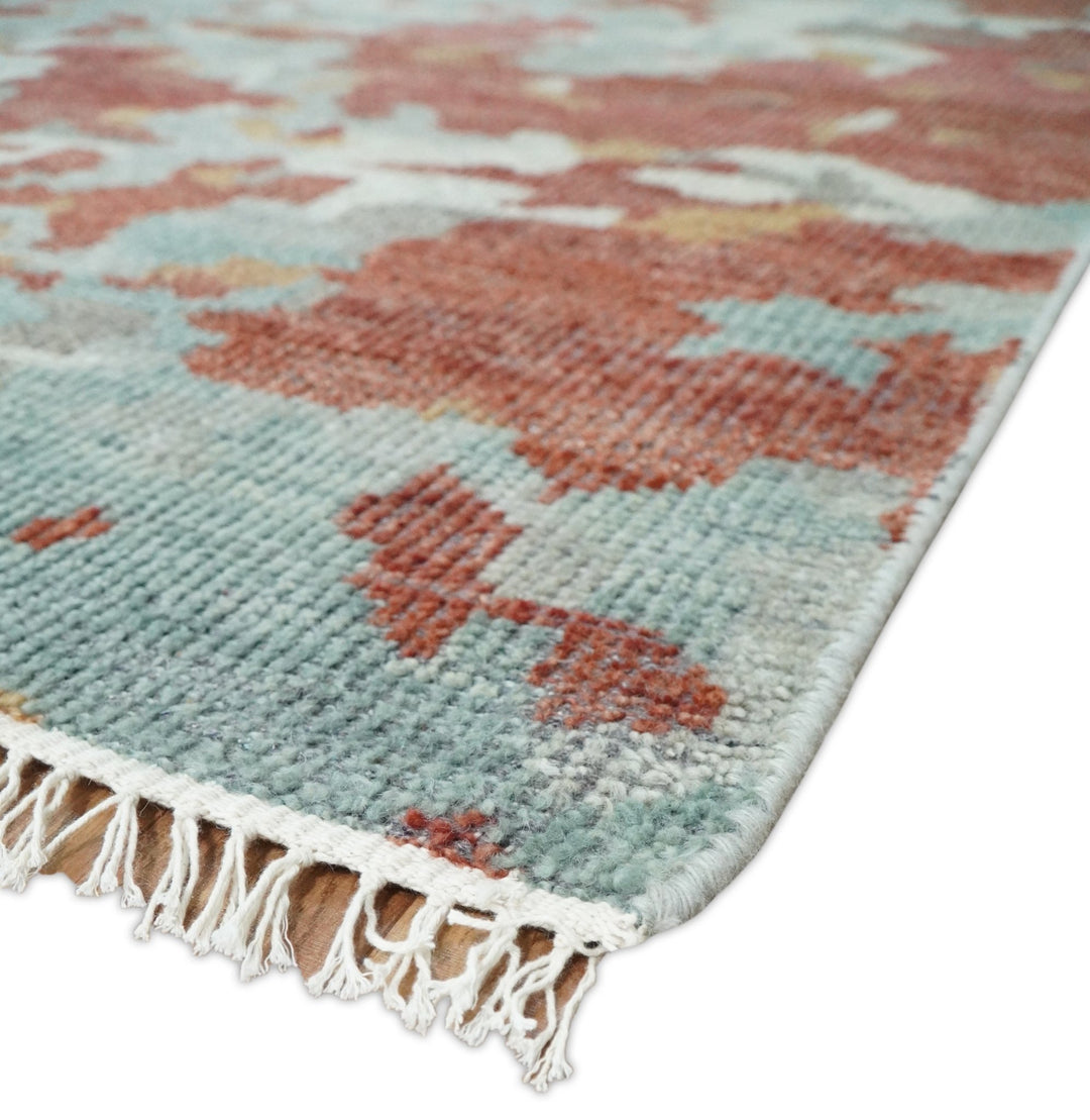 8x10 Hand Knotted Rust and Gray Modern Abstract Low Pile Contemporary Wool Rug | TRD2651 - The Rug Decor