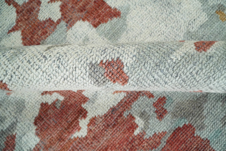 8x10 Hand Knotted Rust and Gray Modern Abstract Low Pile Contemporary Wool Rug | TRD2651 - The Rug Decor