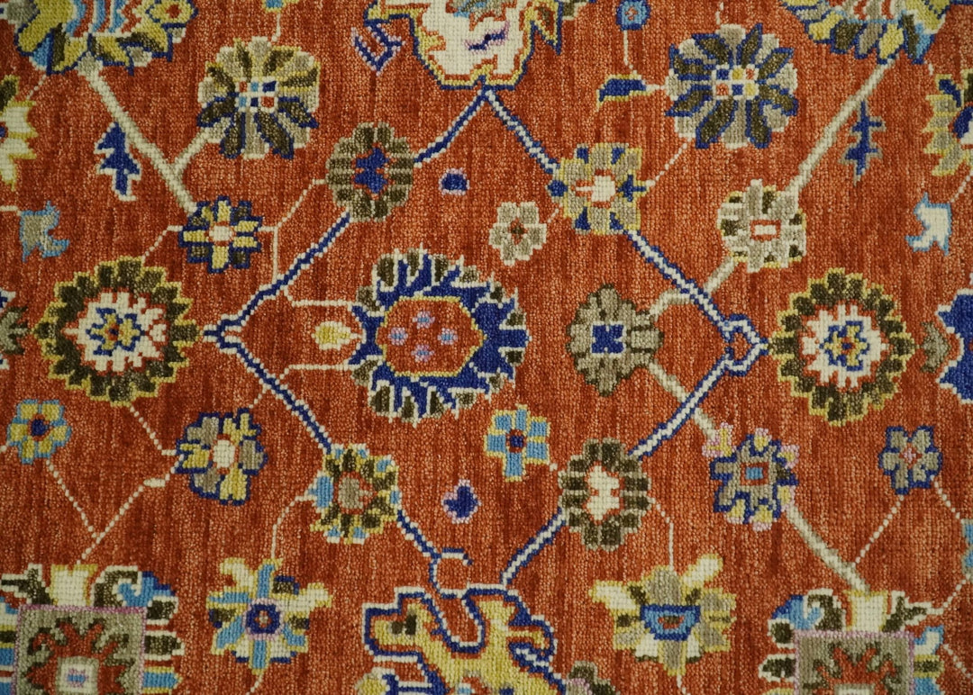 8x10 Hand Knotted Rust and Ivory Traditional Vintage Persian Oushak Antique Wool Rug | TRDCP658 - The Rug Decor