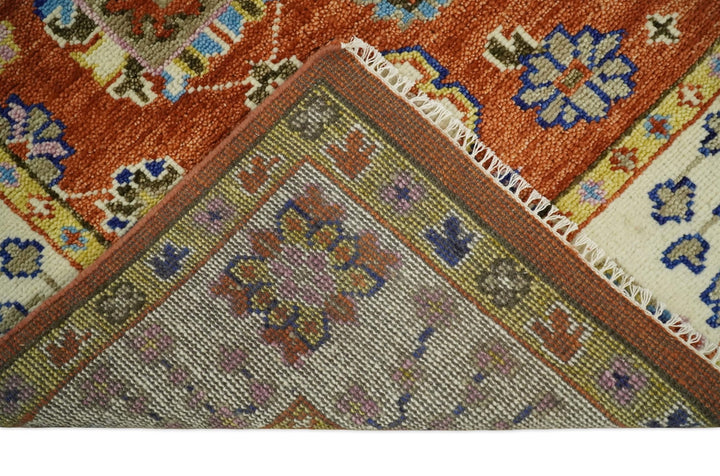 8x10 Hand Knotted Rust and Ivory Traditional Vintage Persian Oushak Antique Wool Rug | TRDCP658 - The Rug Decor
