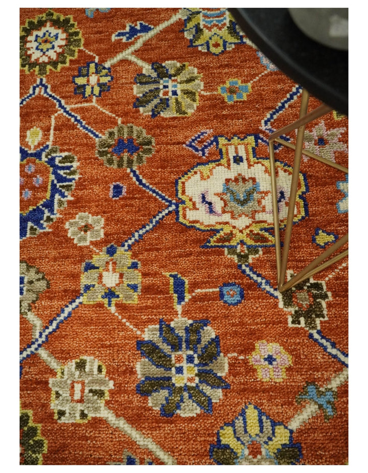 8x10 Hand Knotted Rust and Ivory Traditional Vintage Persian Oushak Antique Wool Rug | TRDCP658 - The Rug Decor