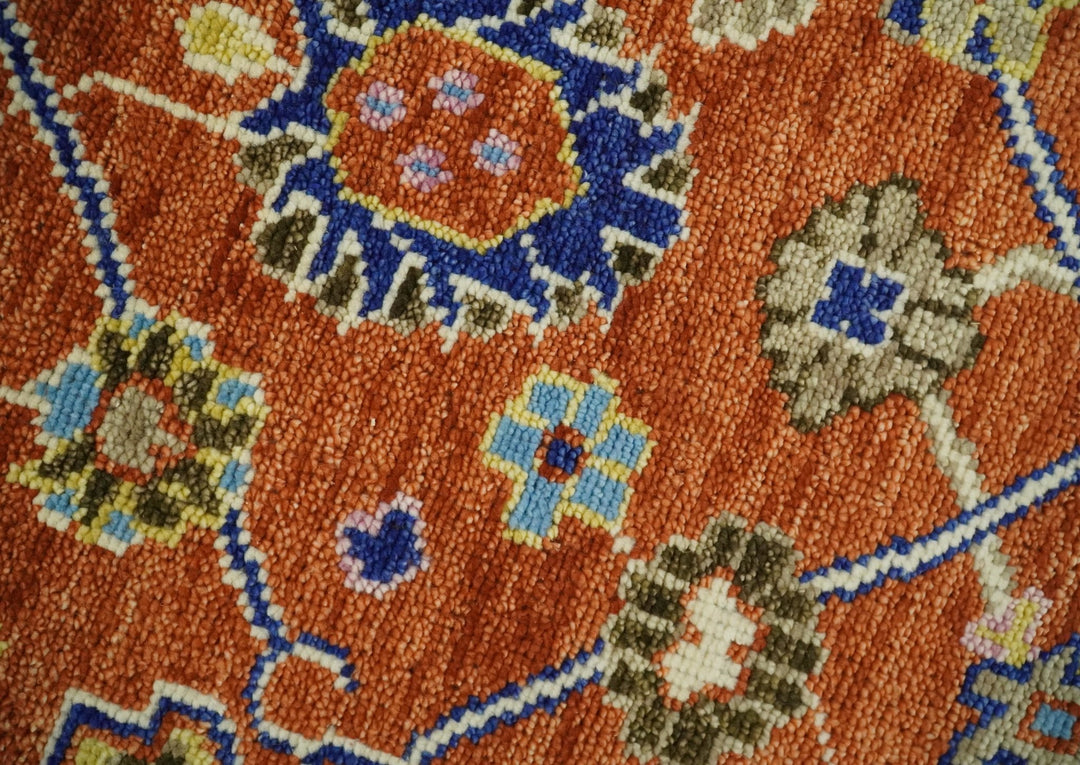 8x10 Hand Knotted Rust and Ivory Traditional Vintage Persian Oushak Antique Wool Rug | TRDCP658 - The Rug Decor