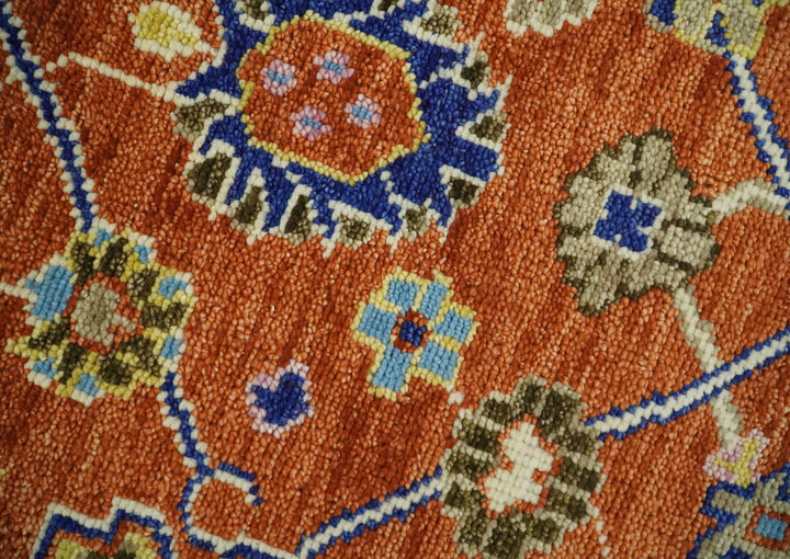 8x10 Hand Knotted Rust and Ivory Traditional Vintage Persian Oushak Antique Wool Rug | TRDCP658 - The Rug Decor