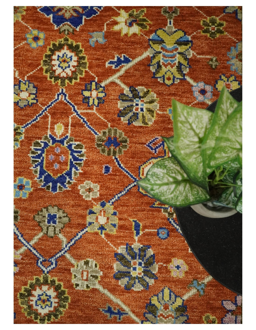8x10 Hand Knotted Rust and Ivory Traditional Vintage Persian Oushak Antique Wool Rug | TRDCP658 - The Rug Decor