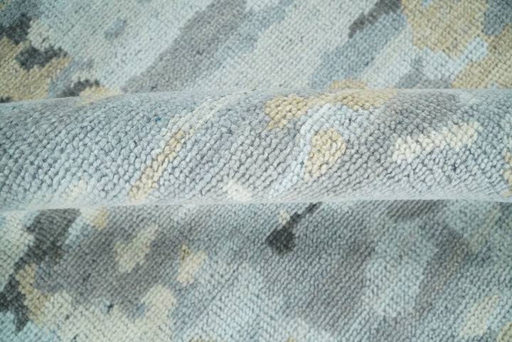 8x10 Hand Knotted Silver and Beige Modern Abstract Low Pile Contemporary Wool Rug | TRD2652 - The Rug Decor