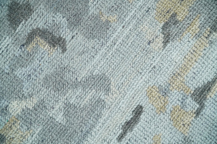 8x10 Hand Knotted Silver and Beige Modern Abstract Low Pile Contemporary Wool Rug | TRD2652 - The Rug Decor