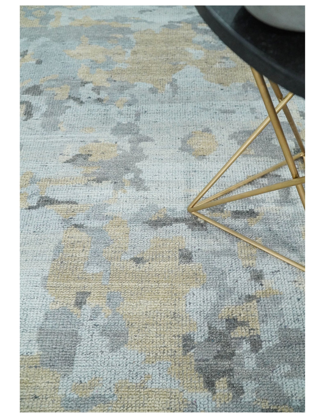 8x10 Hand Knotted Silver and Beige Modern Abstract Low Pile Contemporary Wool Rug | TRD2652 - The Rug Decor