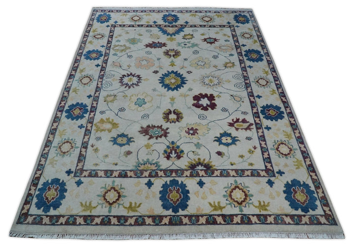 8x10 Hand Knotted Silver and Brown Traditional Vintage Persian Style Antique Wool Rug | TRDCP759810 - The Rug Decor