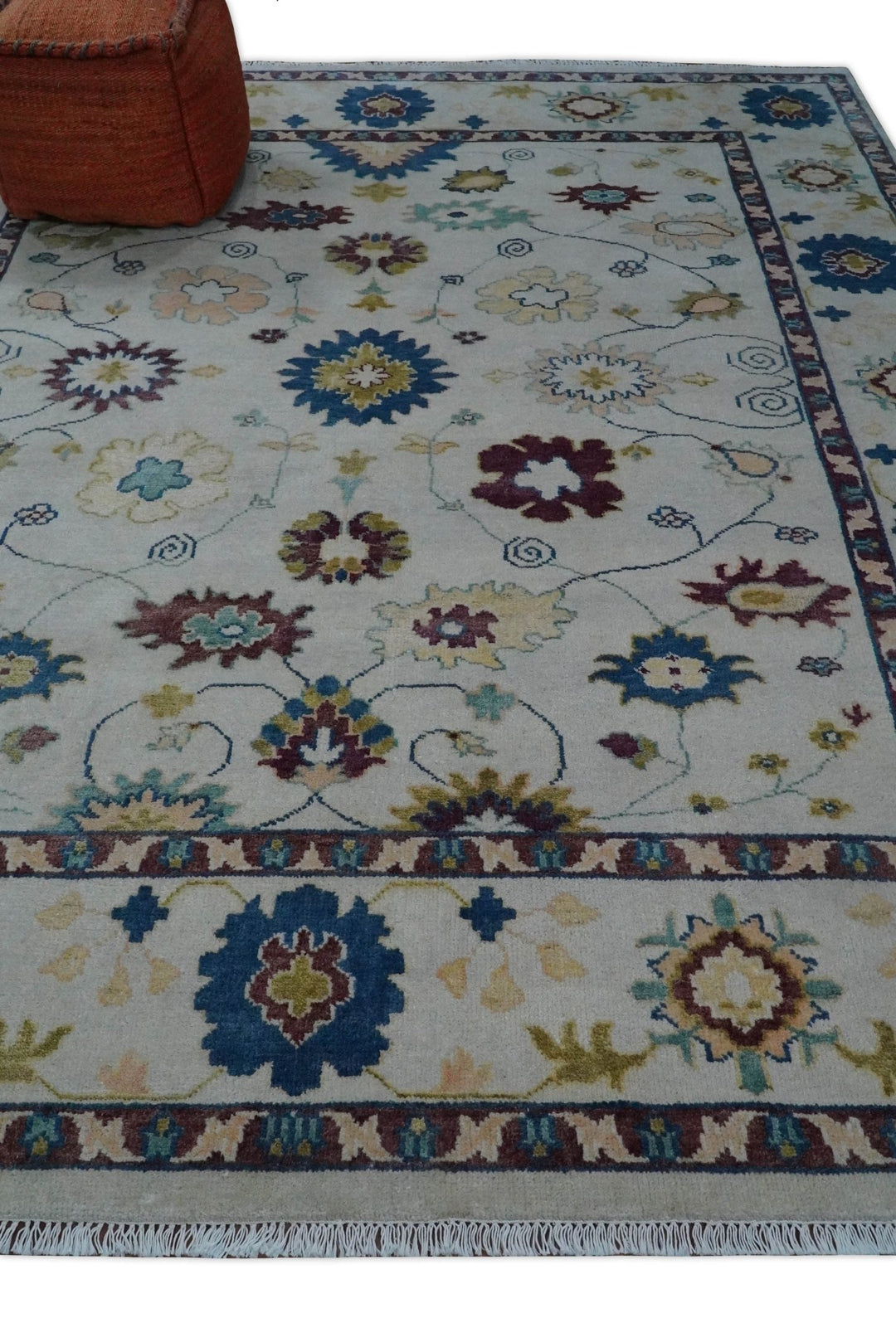 8x10 Hand Knotted Silver and Brown Traditional Vintage Persian Style Antique Wool Rug | TRDCP759810 - The Rug Decor
