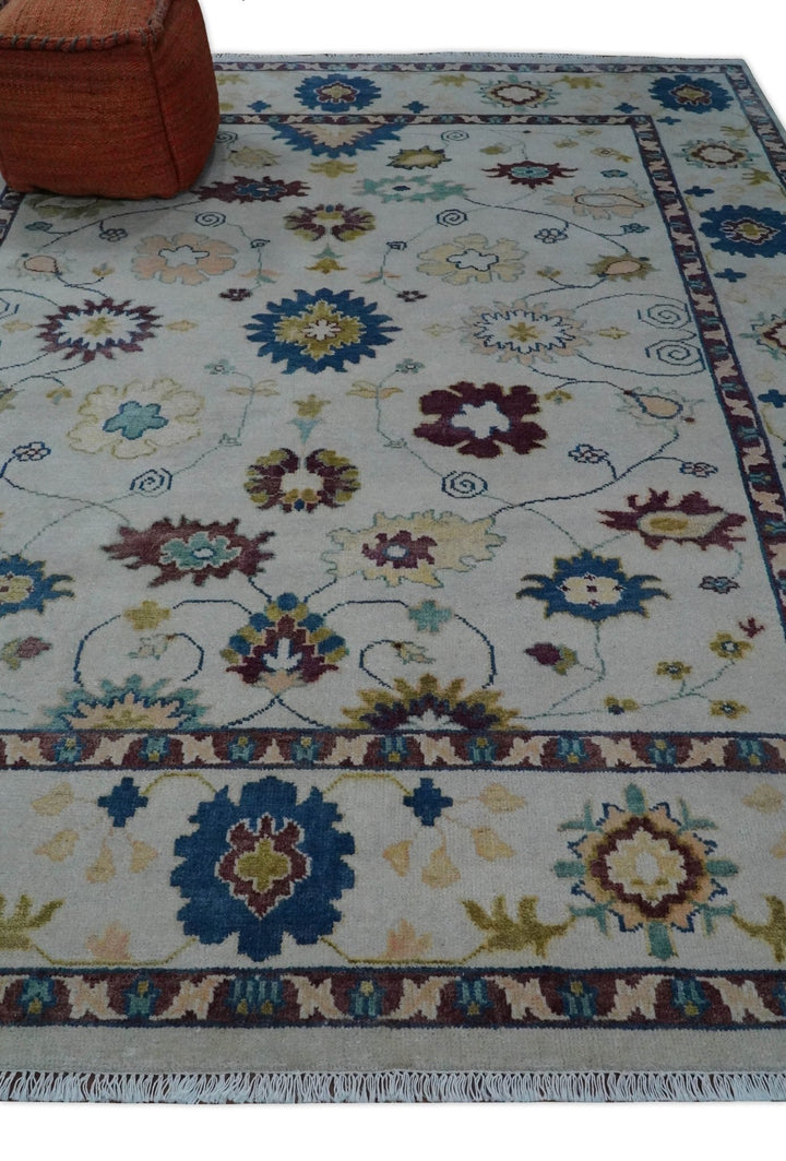 8x10 Hand Knotted Silver and Brown Traditional Vintage Persian Style Antique Wool Rug | TRDCP759810 - The Rug Decor
