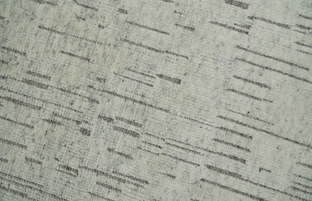 8x10 Hand Knotted Woolen Modern Contemporary Beige and Gray Tribal Area Rug | TRDCP637810 - The Rug Decor