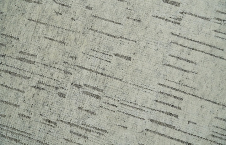 8x10 Hand Knotted Woolen Modern Contemporary Beige and Gray Tribal Area Rug | TRDCP637810 - The Rug Decor