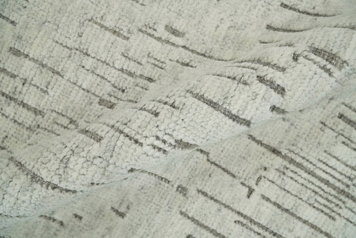 8x10 Hand Knotted Woolen Modern Contemporary Beige and Gray Tribal Area Rug | TRDCP637810 - The Rug Decor