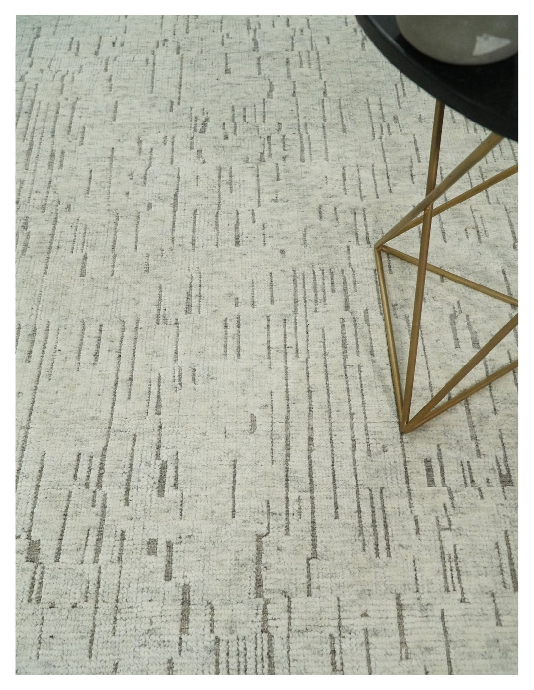 8x10 Hand Knotted Woolen Modern Contemporary Beige and Gray Tribal Area Rug | TRDCP637810 - The Rug Decor
