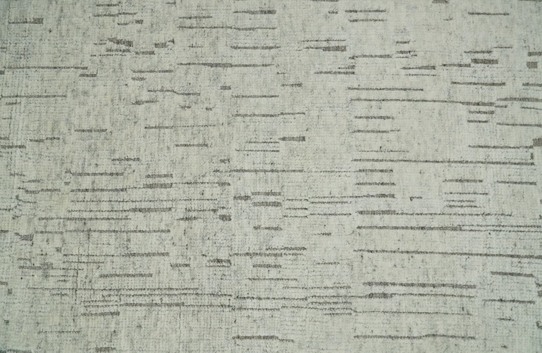 8x10 Hand Knotted Woolen Modern Contemporary Beige and Gray Tribal Area Rug | TRDCP637810 - The Rug Decor