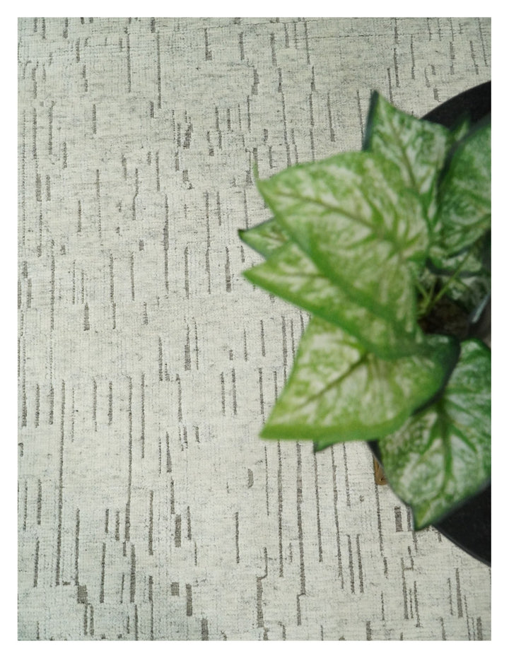8x10 Hand Knotted Woolen Modern Contemporary Beige and Gray Tribal Area Rug | TRDCP637810 - The Rug Decor