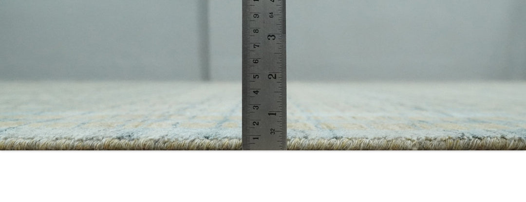 8x10 Hand Made Modern Stripes Camel and Silver Scandinavian Blended Wool Flatwoven Area Rug | KE20 - The Rug Decor