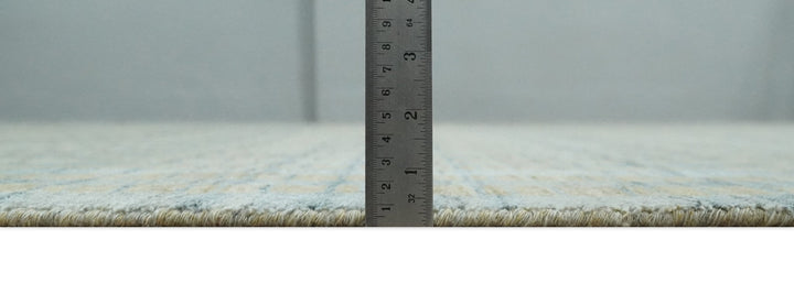 8x10 Hand Made Modern Stripes Camel and Silver Scandinavian Blended Wool Flatwoven Area Rug | KE20 - The Rug Decor