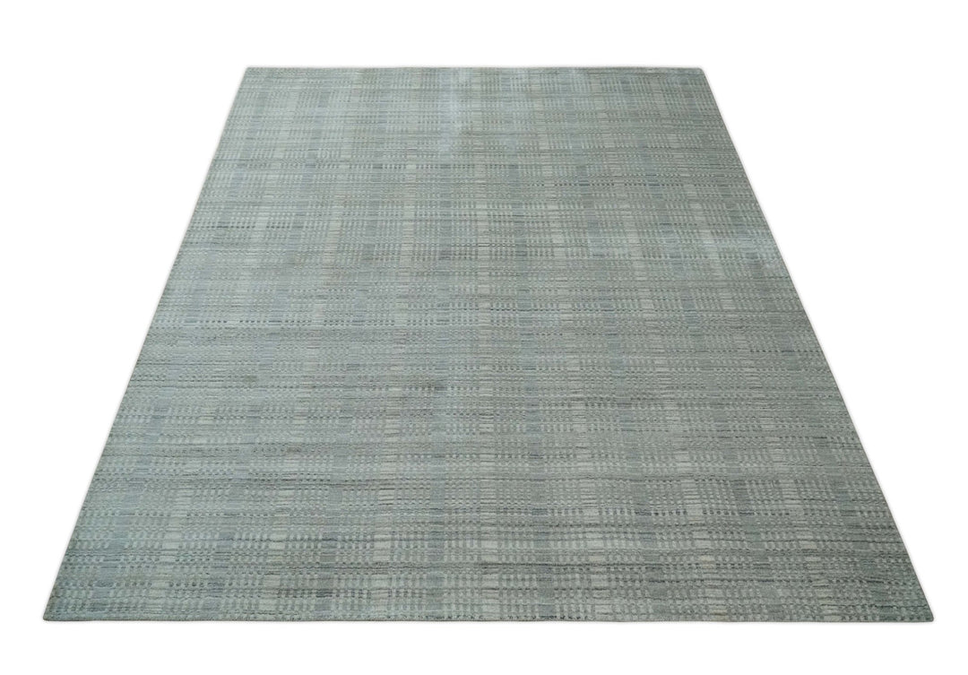 8x10 Hand Made Shaded Scandinavian Beige and Gray Blended Wool Flatwoven Area Rug | KE10 - The Rug Decor