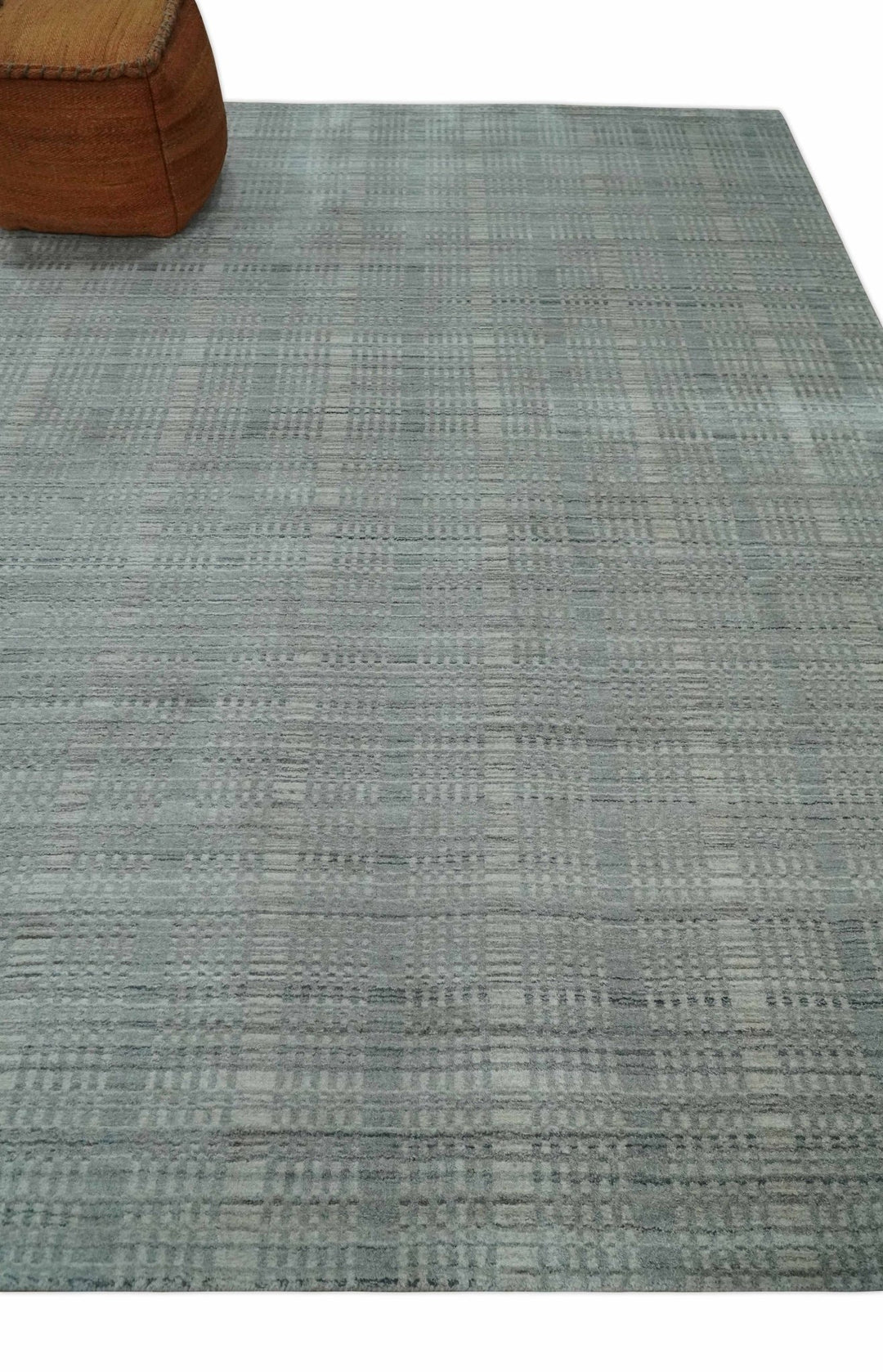 8x10 Hand Made Shaded Scandinavian Beige and Gray Blended Wool Flatwoven Area Rug | KE10 - The Rug Decor